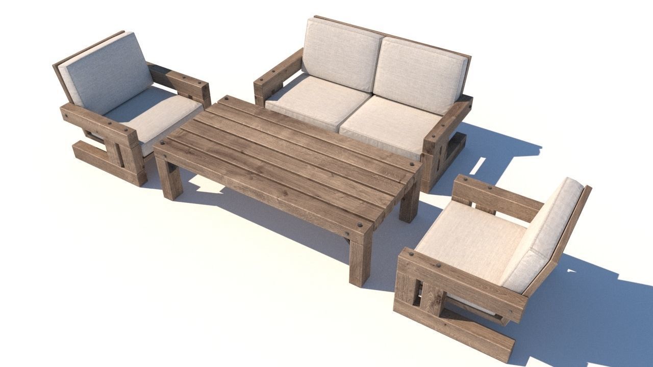 outdoor furniture collection model Low-poly 3D model_28