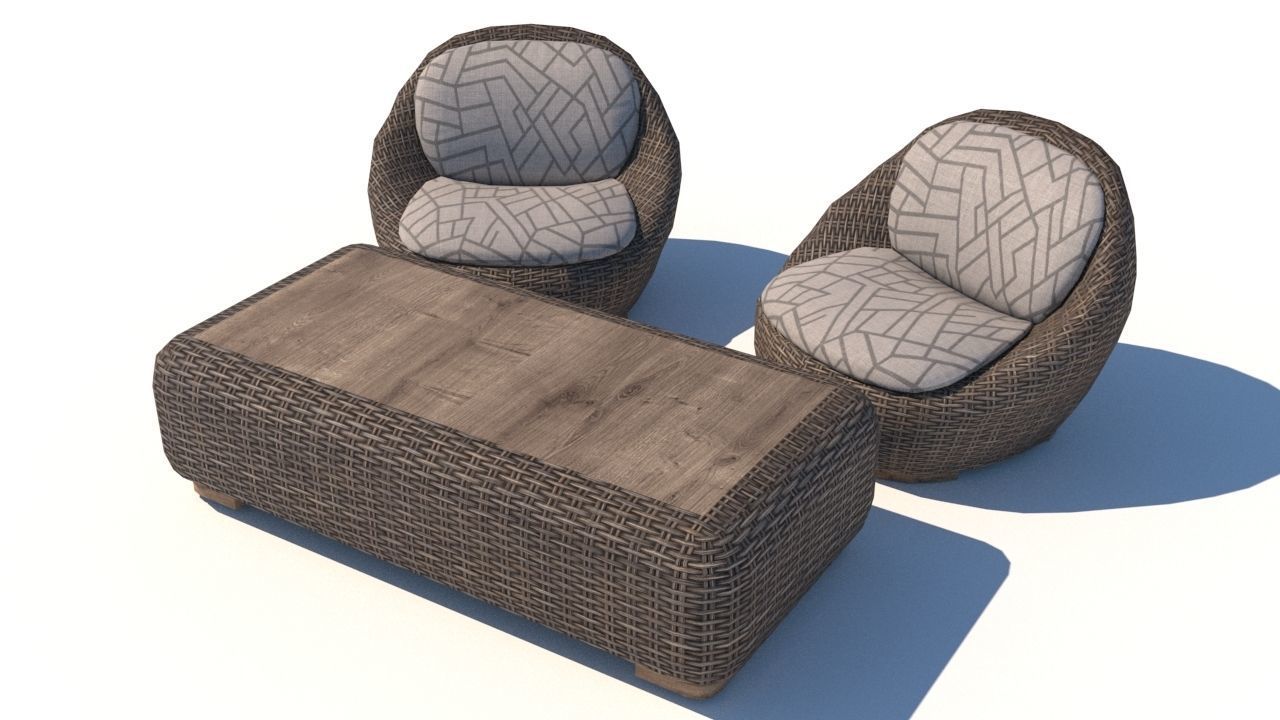 outdoor furniture collection model Low-poly 3D model_15