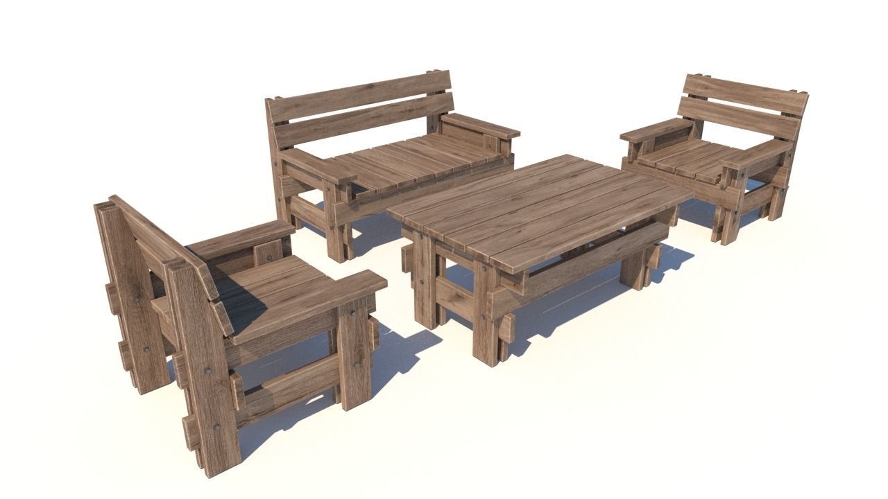 outdoor furniture collection model Low-poly 3D model_40