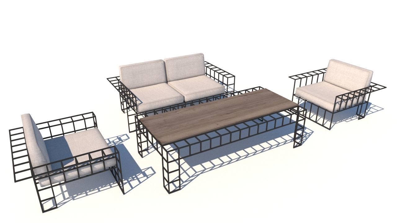outdoor furniture collection model Low-poly 3D model_44