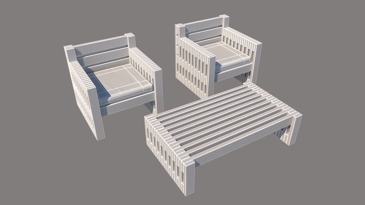 outdoor furniture collection model Low-poly 3D model_39