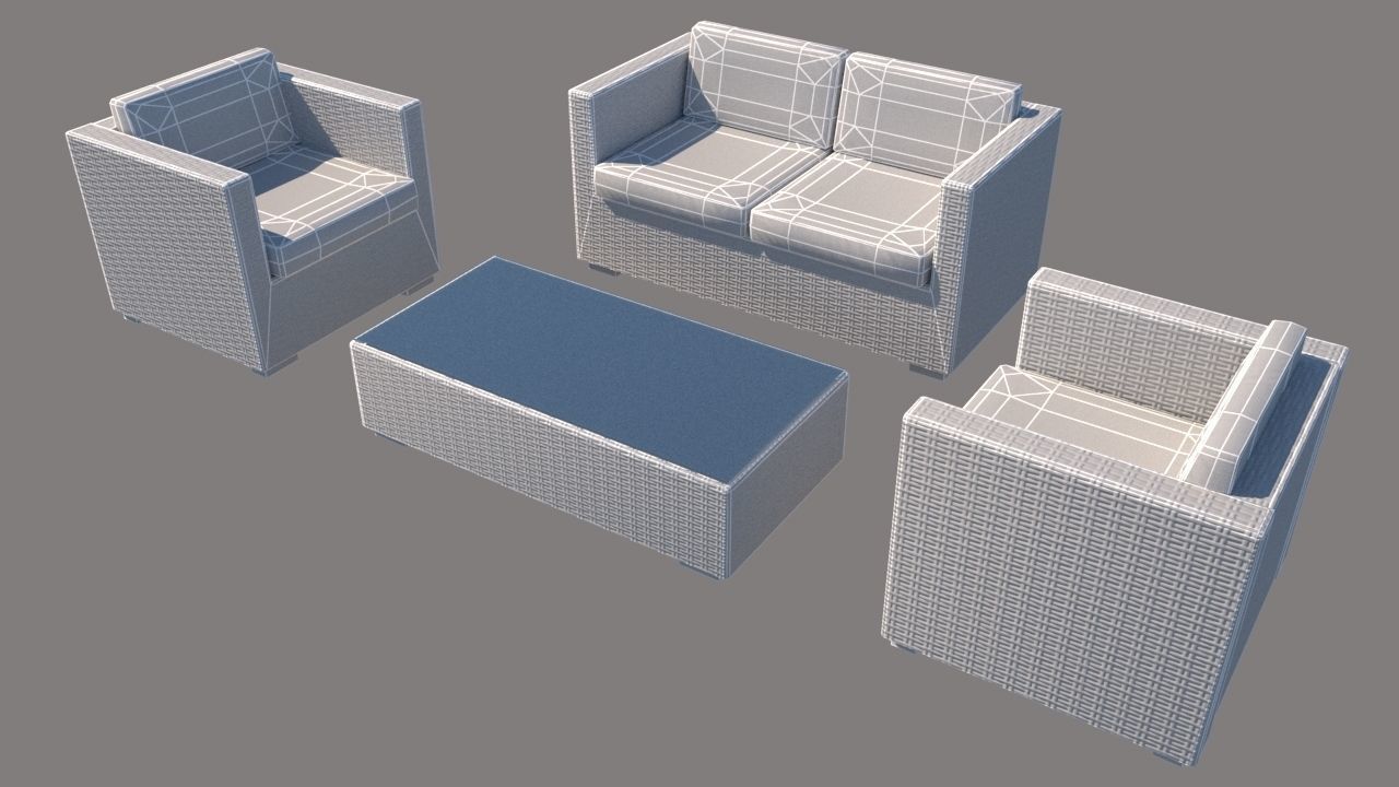 outdoor furniture collection model Low-poly 3D model_35