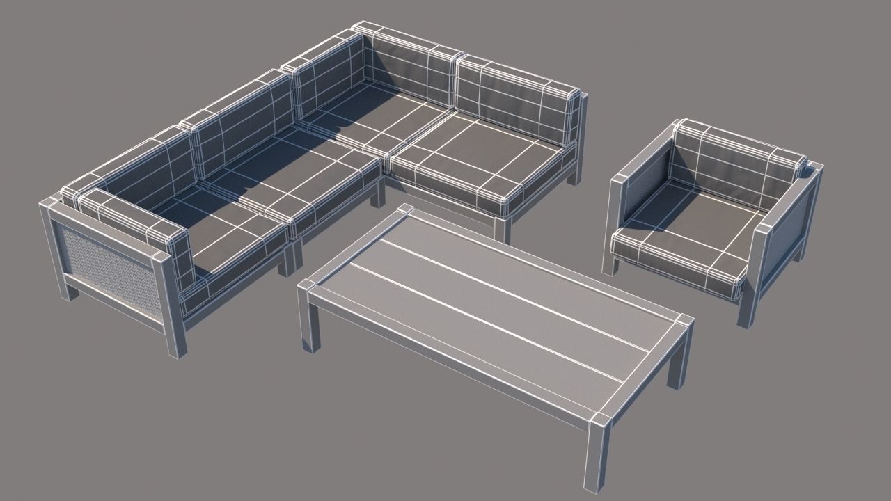 outdoor furniture collection model Low-poly 3D model_8