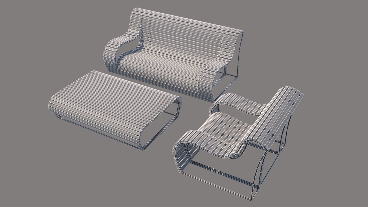 outdoor furniture collection model Low-poly 3D model_37