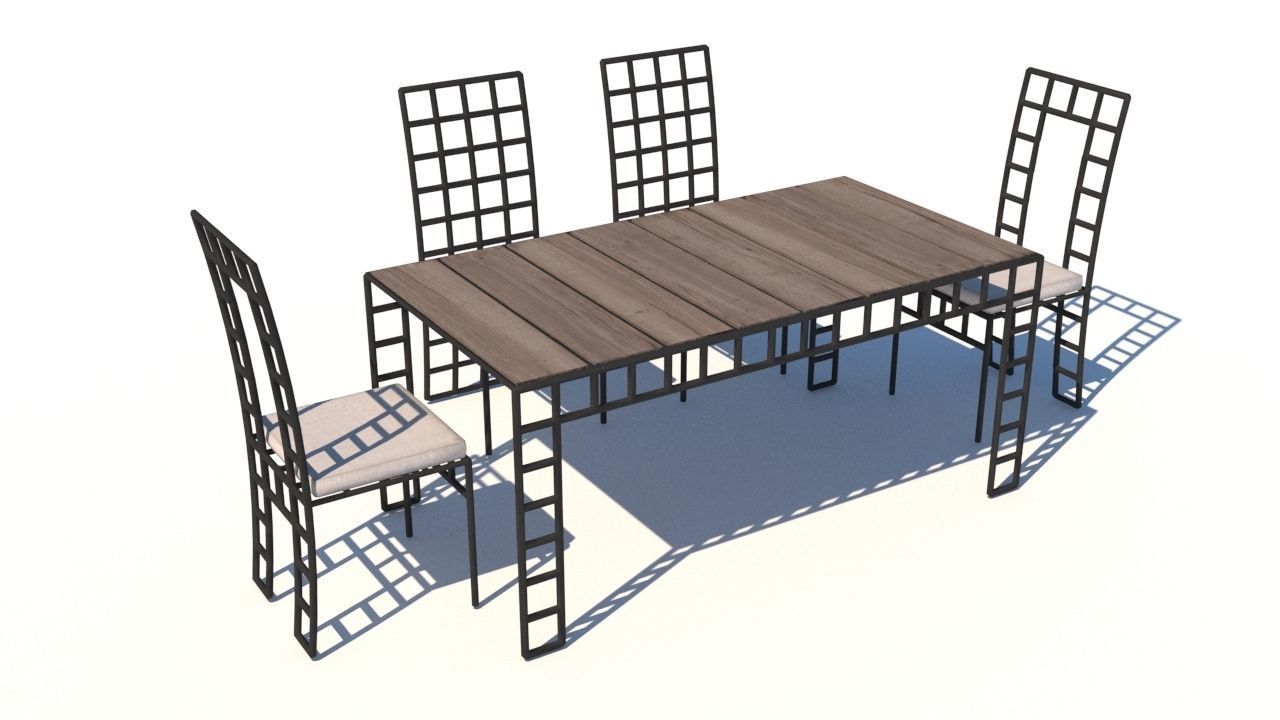 outdoor furniture collection model Low-poly 3D model_47