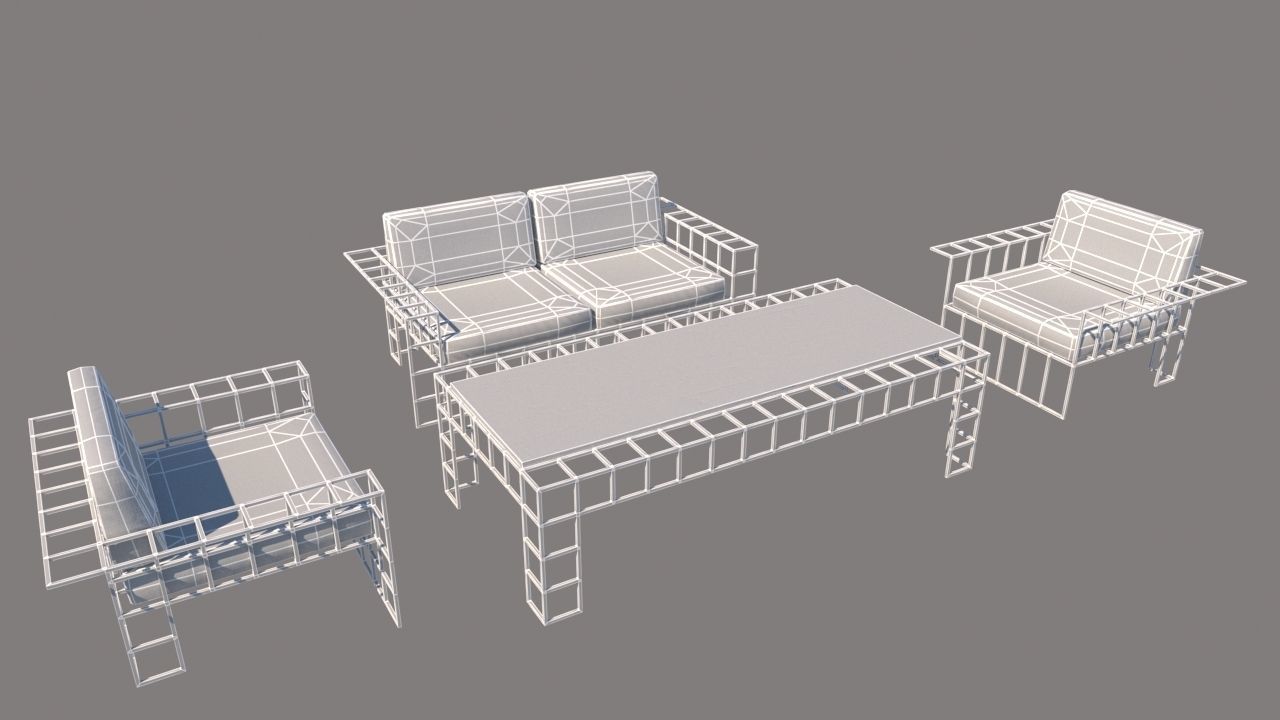 outdoor furniture collection model Low-poly 3D model_46