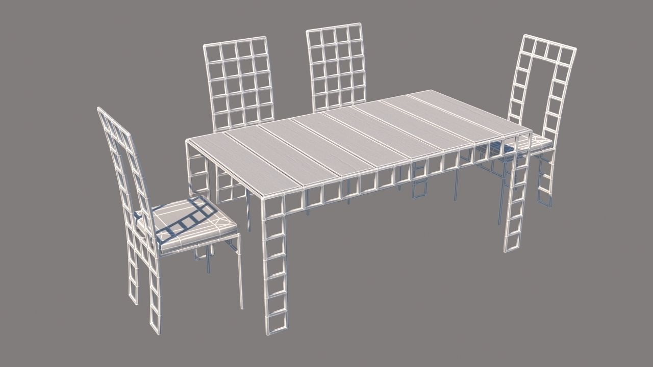 outdoor furniture collection model Low-poly 3D model_48