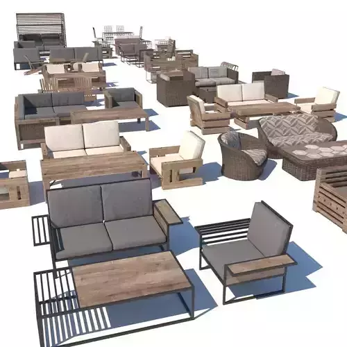 outdoor furniture collection model Low-poly 3D model