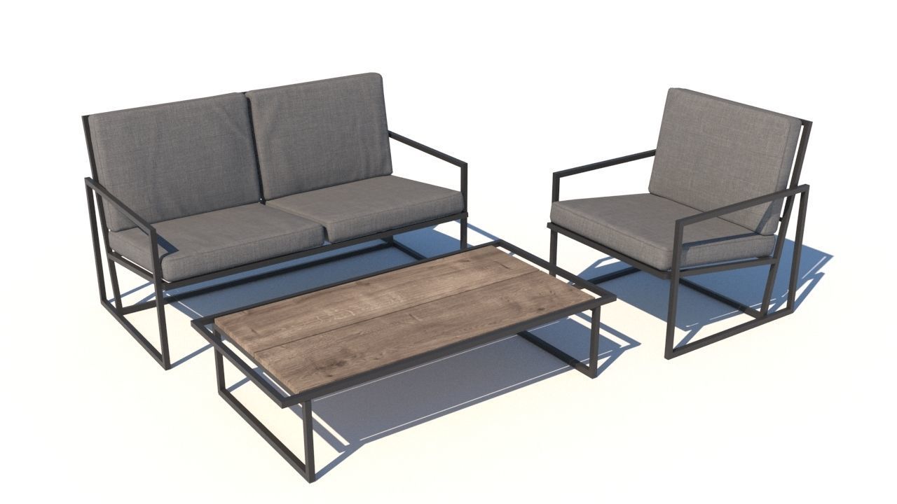 outdoor furniture collection model Low-poly 3D model_42
