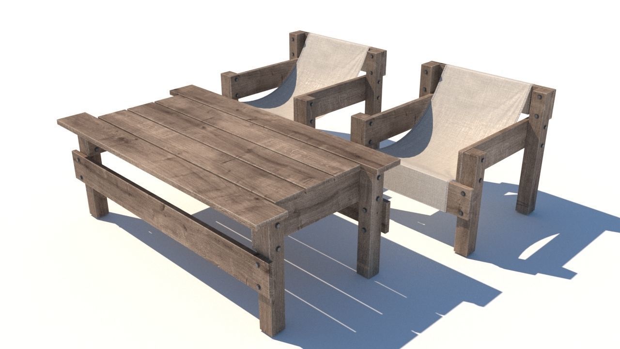 outdoor furniture collection model Low-poly 3D model_17