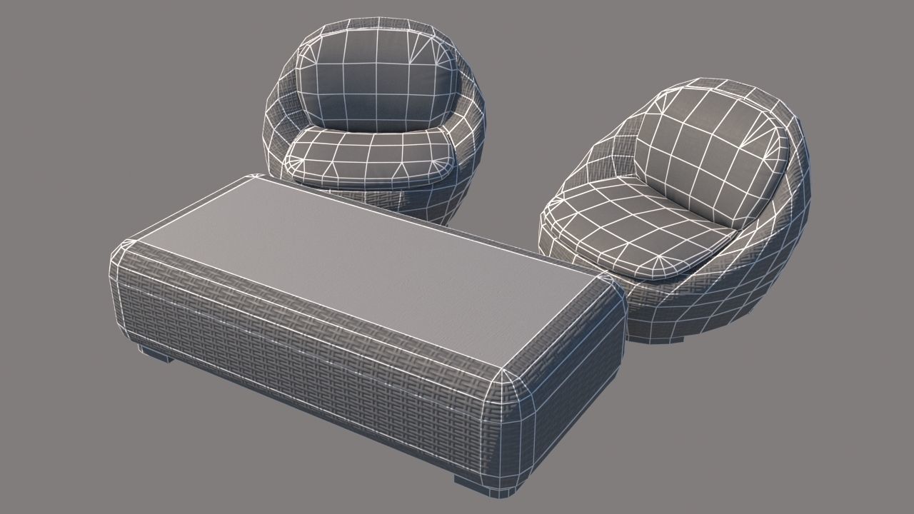 outdoor furniture collection model Low-poly 3D model_16