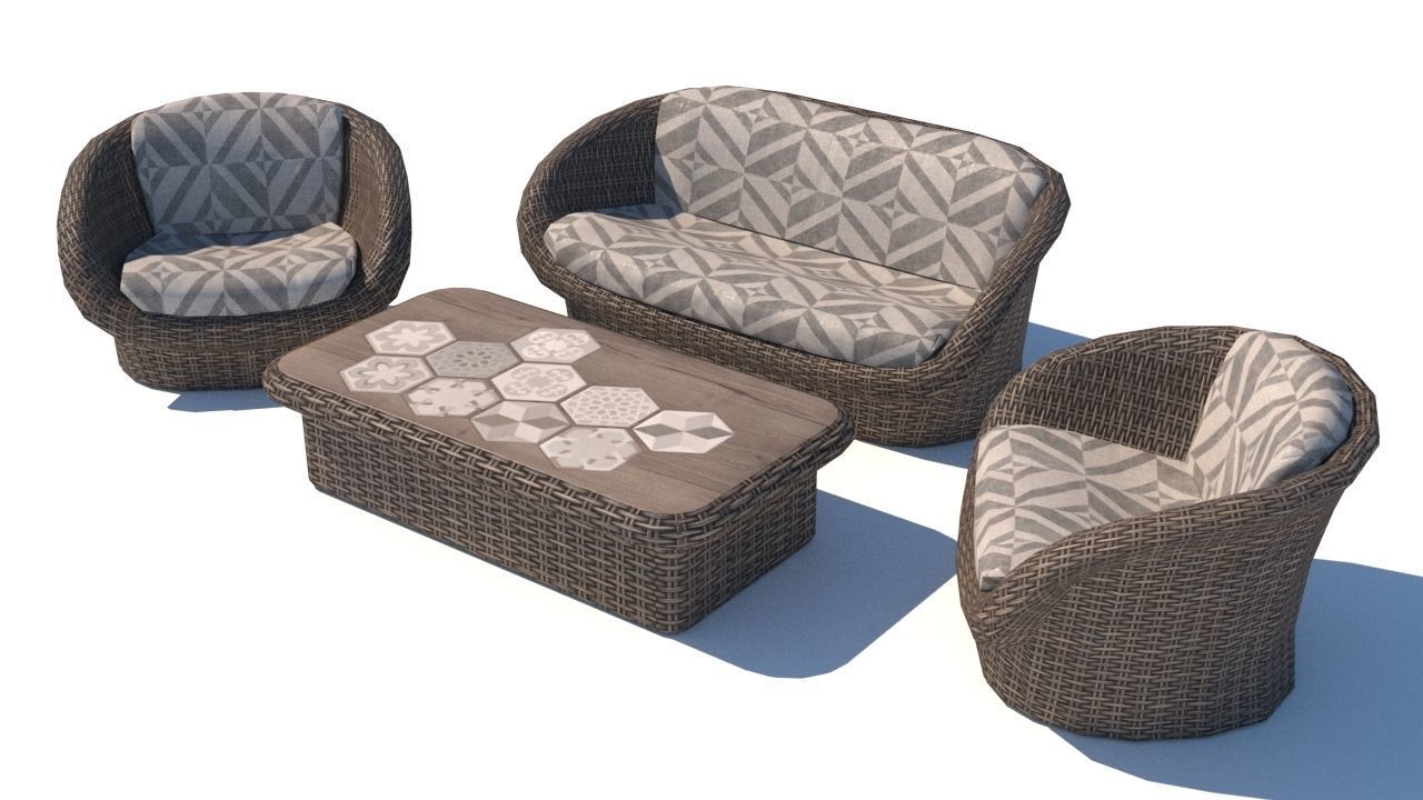outdoor furniture collection model Low-poly 3D model_1