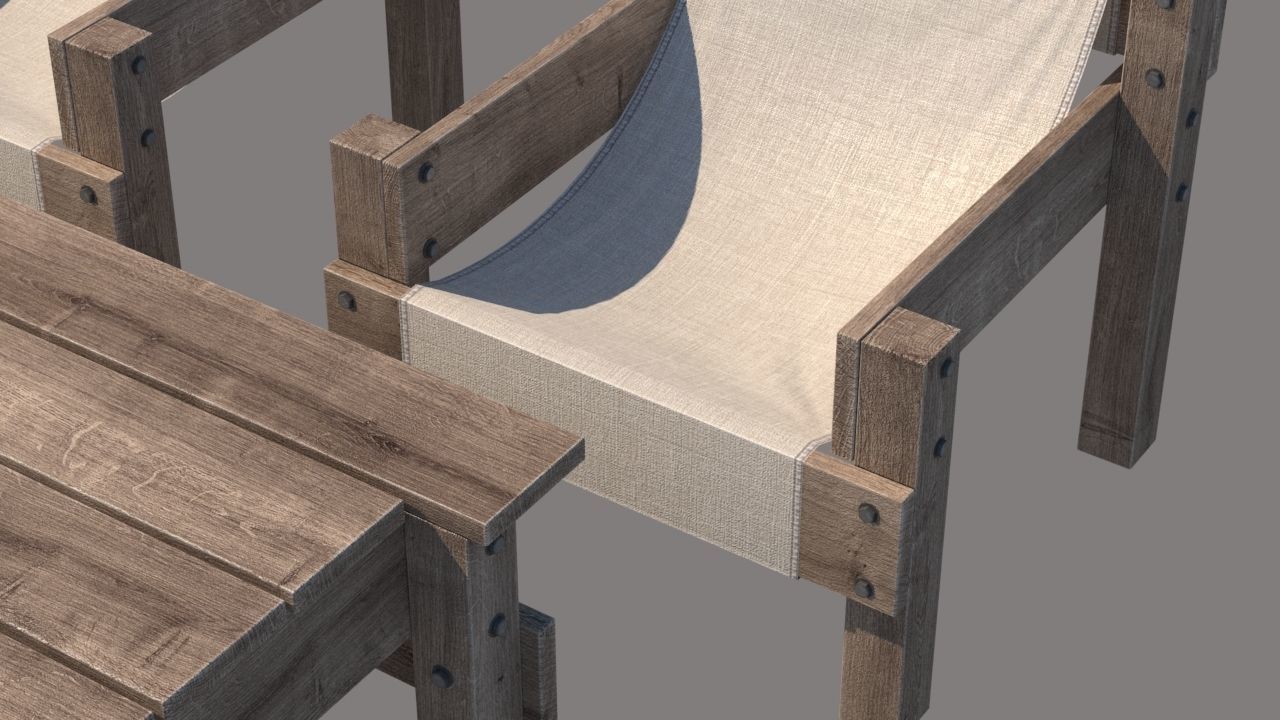 outdoor furniture collection model Low-poly 3D model_18