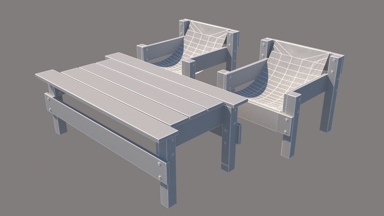 outdoor furniture collection model Low-poly 3D model_19