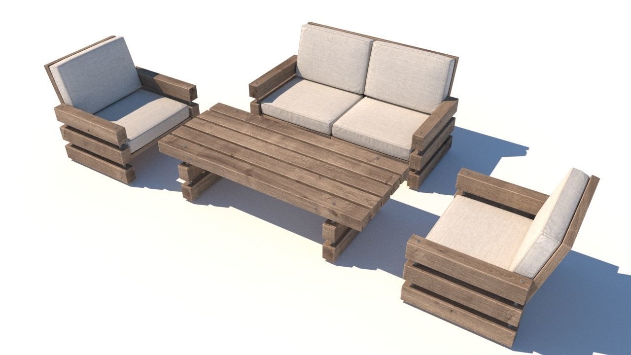 outdoor furniture collection model Low-poly 3D model_31