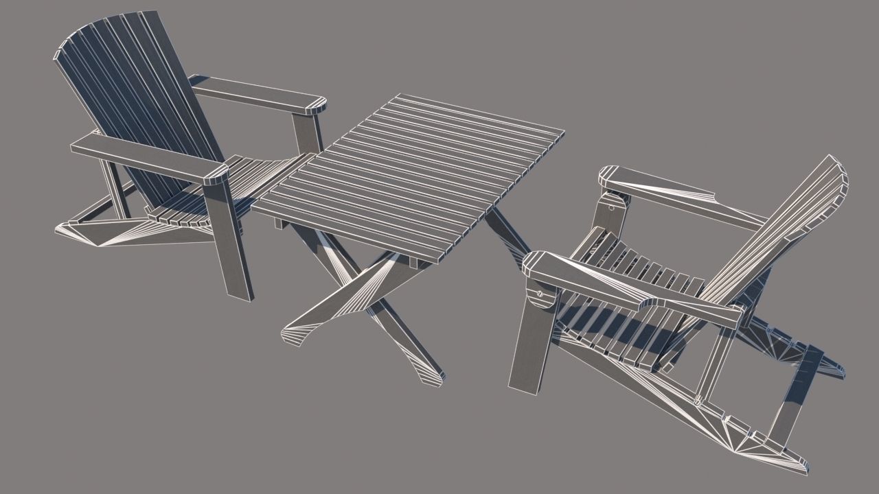 outdoor furniture collection model Low-poly 3D model_21