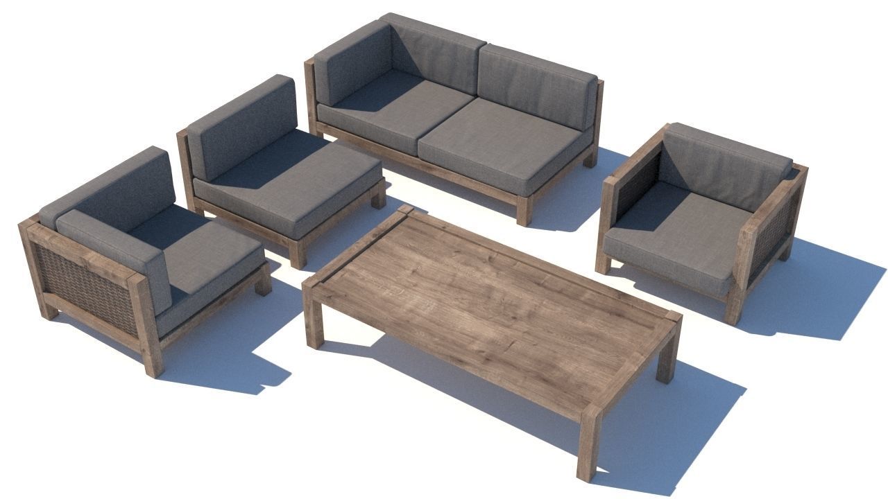 outdoor furniture collection model Low-poly 3D model_5