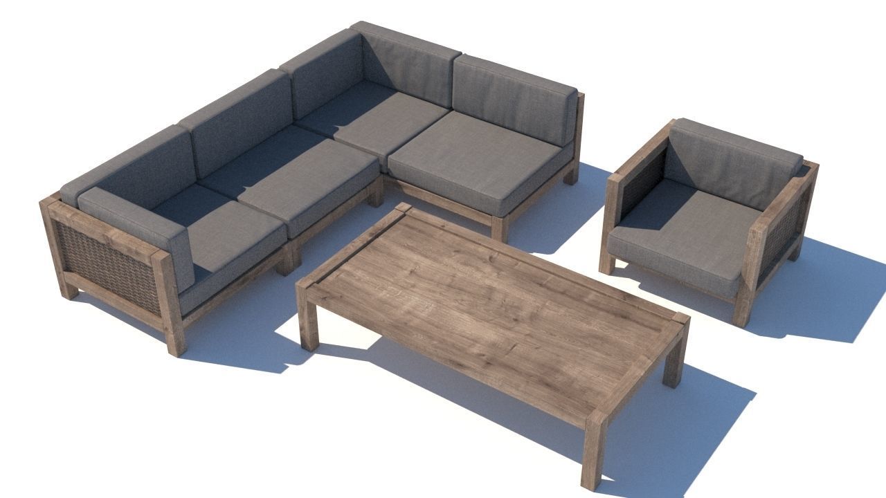 outdoor furniture collection model Low-poly 3D model_4