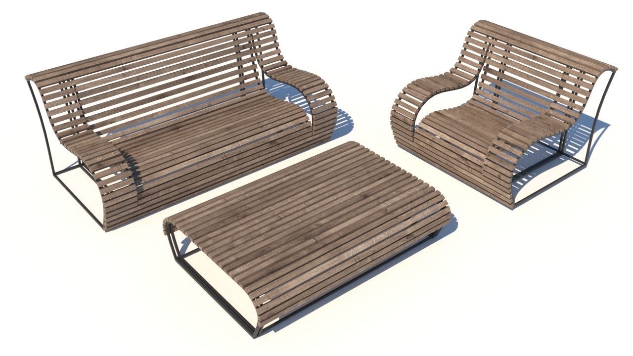 outdoor furniture collection model Low-poly 3D model_36