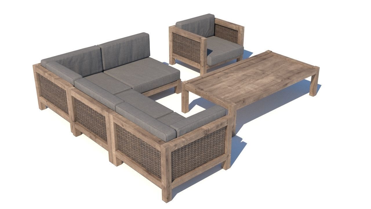 outdoor furniture collection model Low-poly 3D model_6