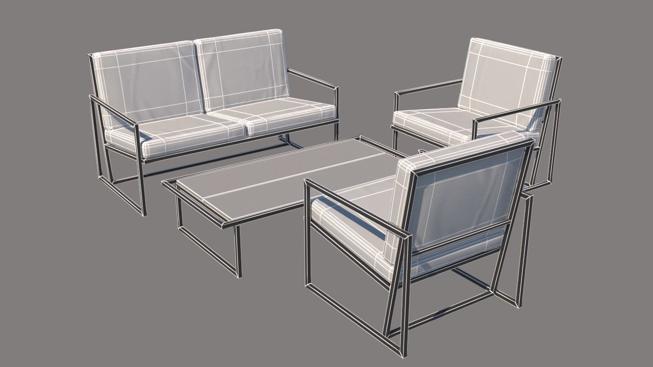 outdoor furniture collection model Low-poly 3D model_43