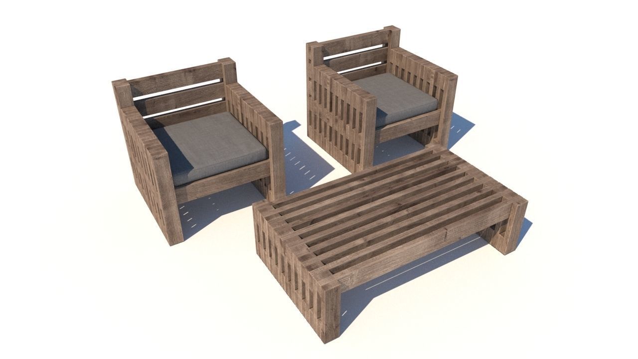 outdoor furniture collection model Low-poly 3D model_38