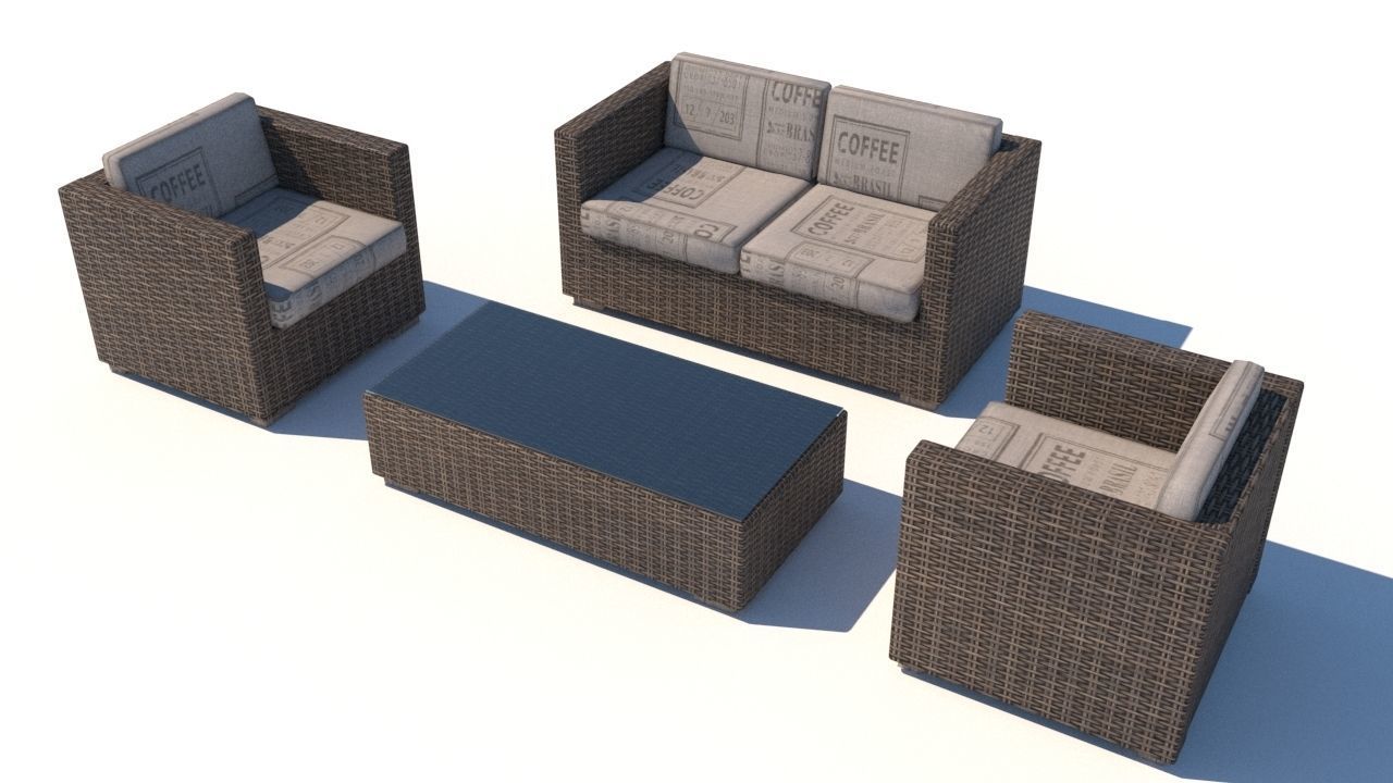 outdoor furniture collection model Low-poly 3D model_33