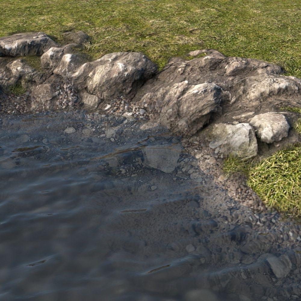 River Lake terrain modules Low-poly 3D model_7