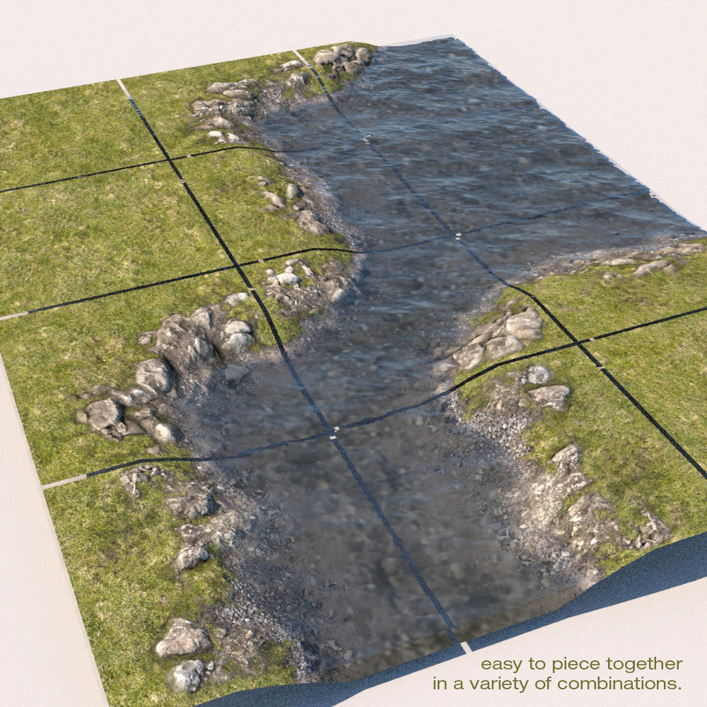 River Lake terrain modules Low-poly 3D model_5