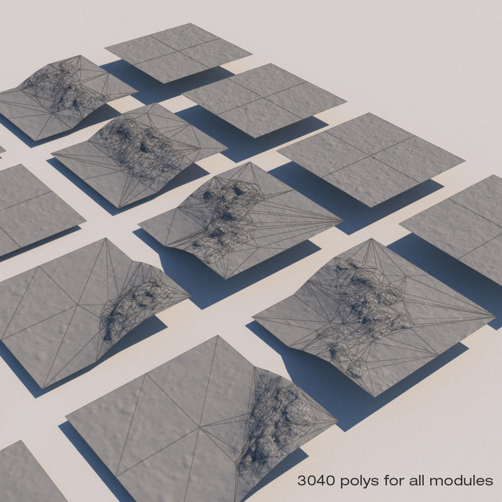 River Lake terrain modules Low-poly 3D model_1