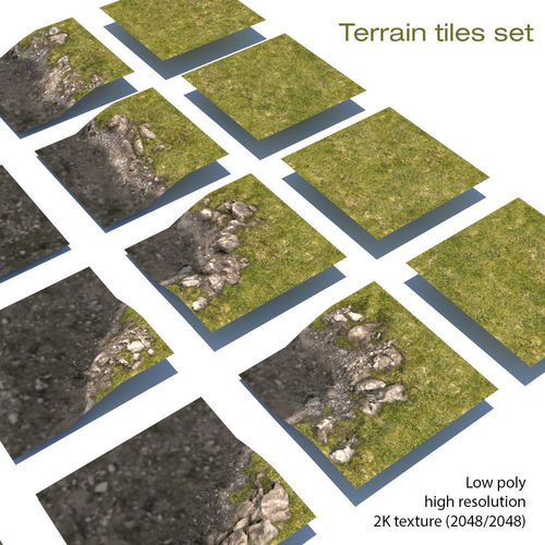 River Lake terrain modules Low-poly 3D model