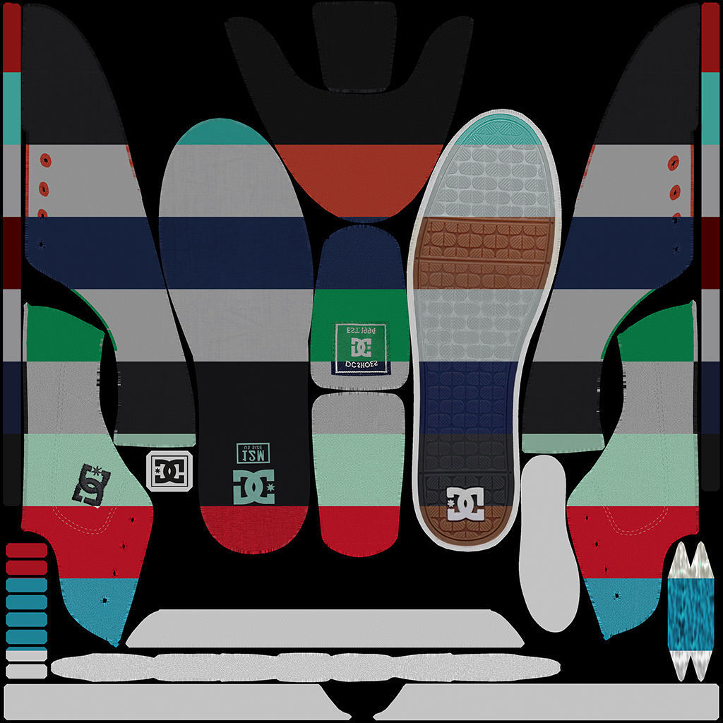 DC Shoes - Flash TX - 10 Colors Low-poly 3D model_95