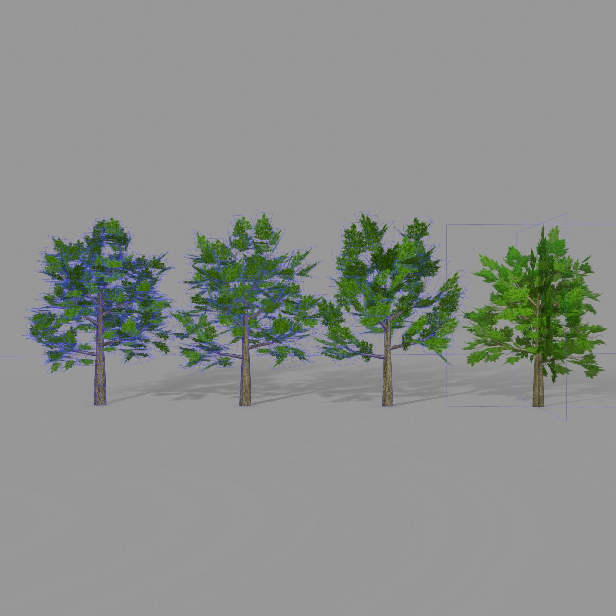 Oak 1 group of trees Low-poly 3D model_1
