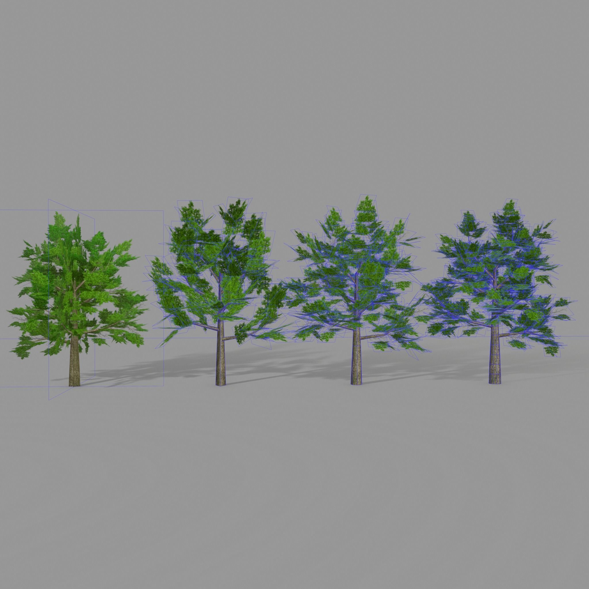 Oak 1 group of trees Low-poly 3D model_8