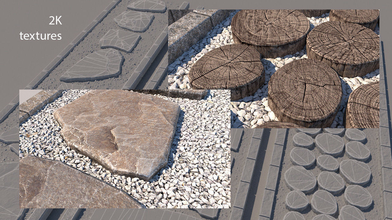 landscape pathways Low-poly 3D model_20