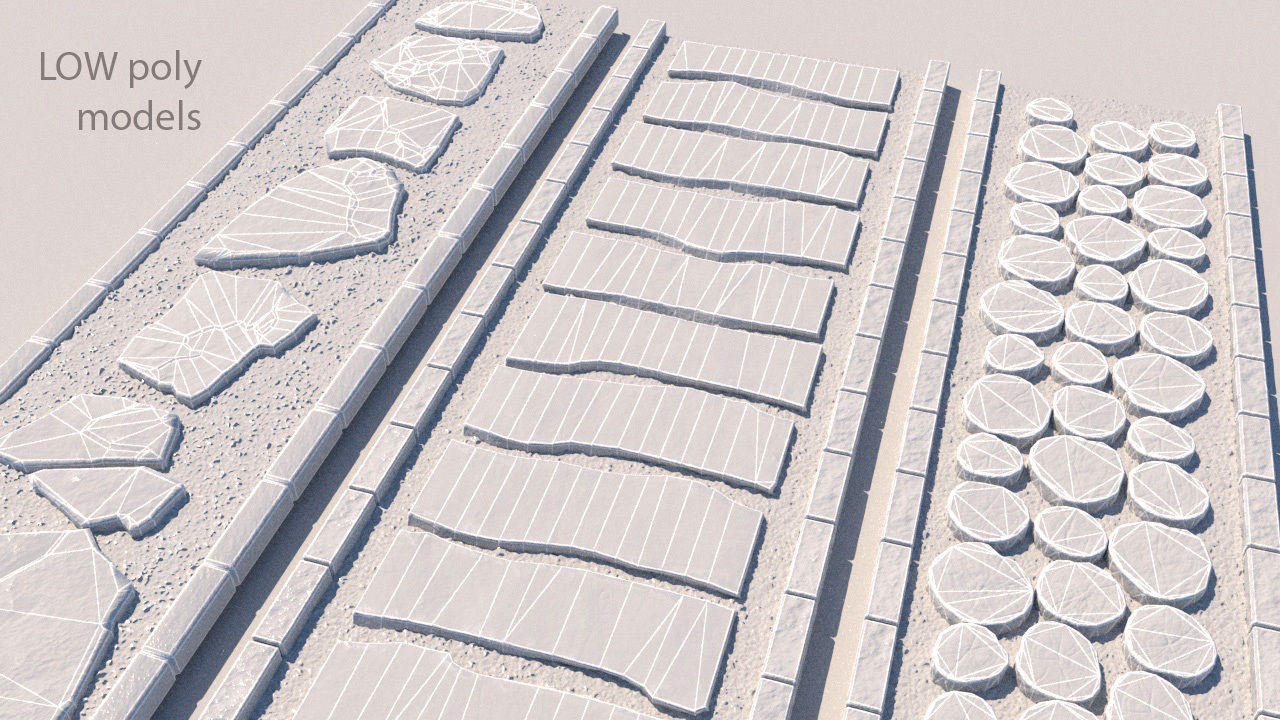 landscape pathways Low-poly 3D model_15