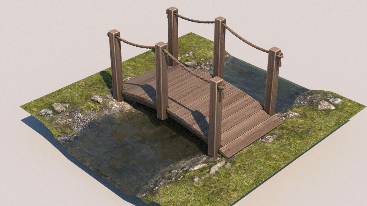 landscape pathways Low-poly 3D model_3