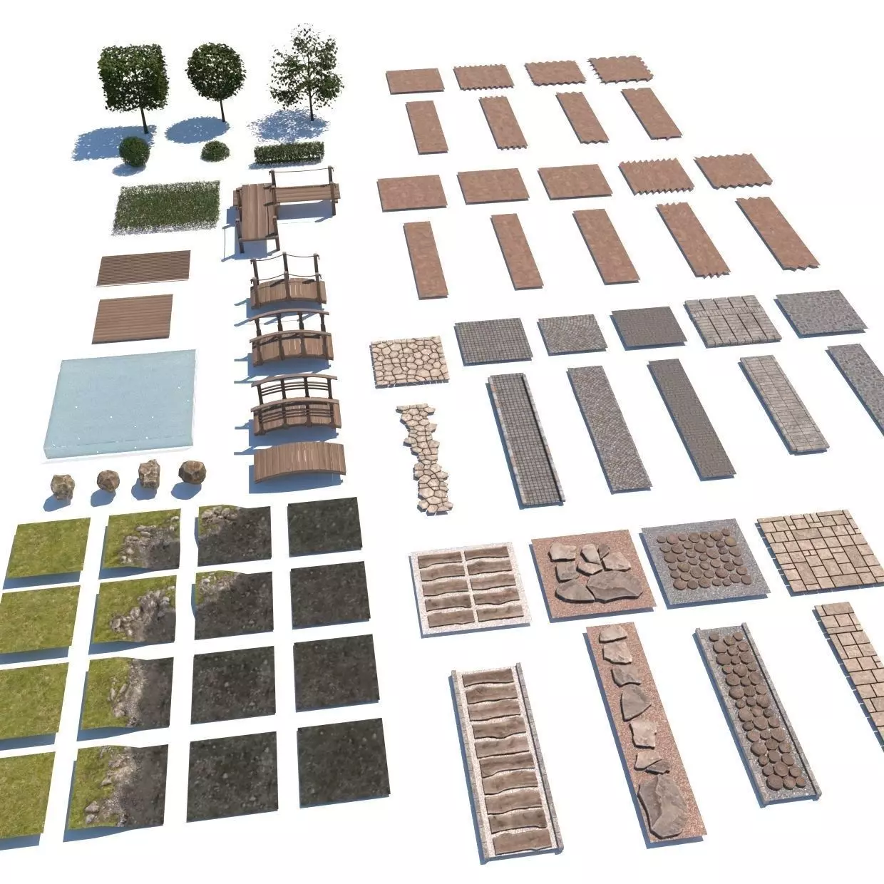 landscape pathways Low-poly 3D model_0