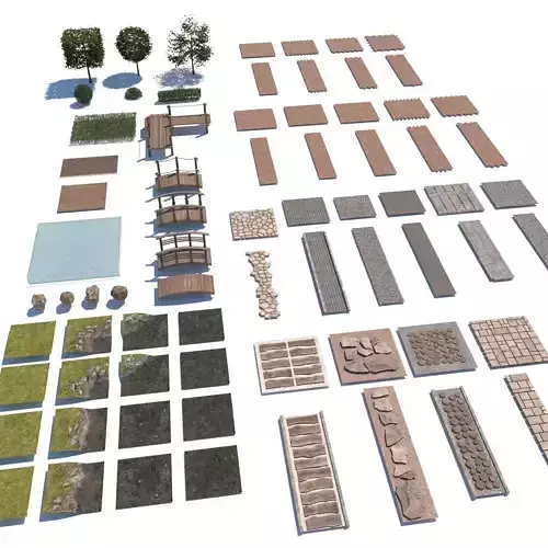 landscape pathways Low-poly 3D model