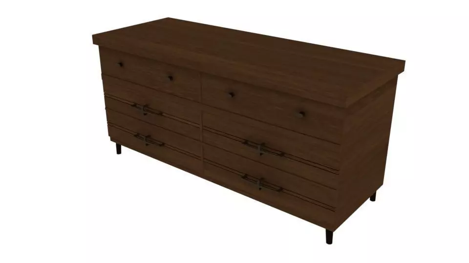 Wooden Dresser Low-poly 3D model
