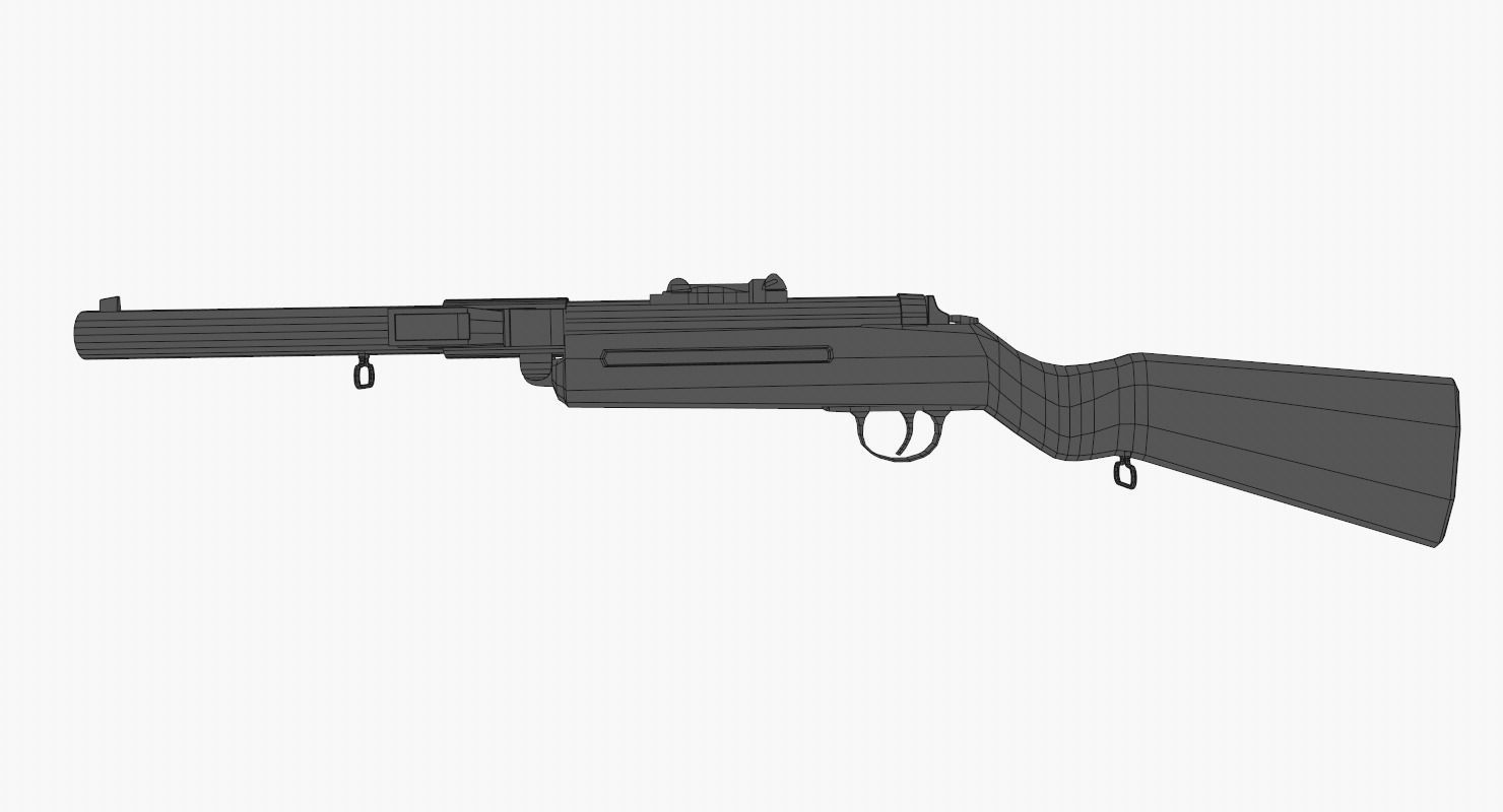 mp28 model world war ii rifle Low-poly 3D model_6
