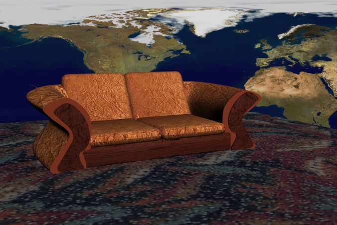 Sofa Double seater Low-poly 3D model