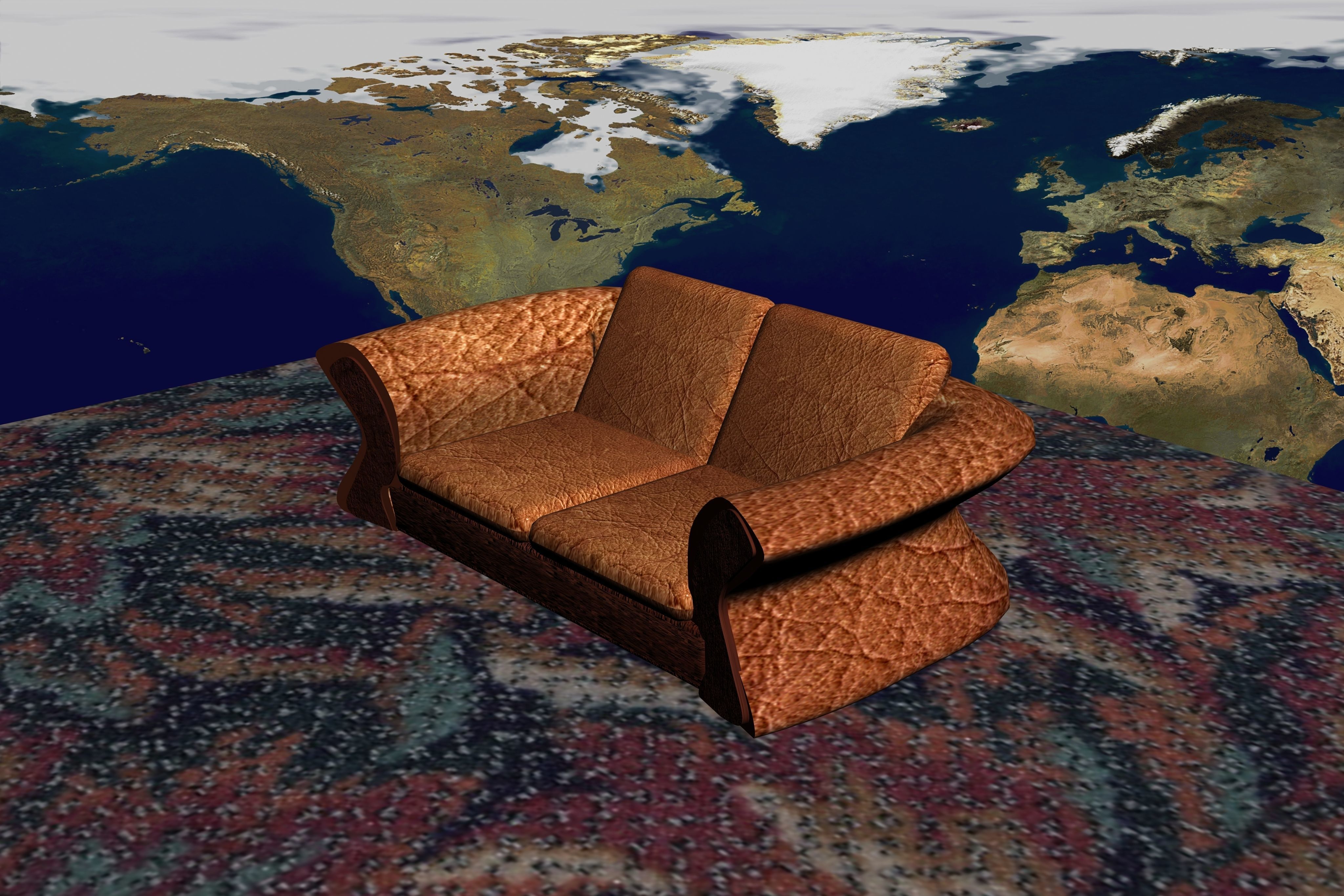 Sofa Double seater Low-poly 3D model_1