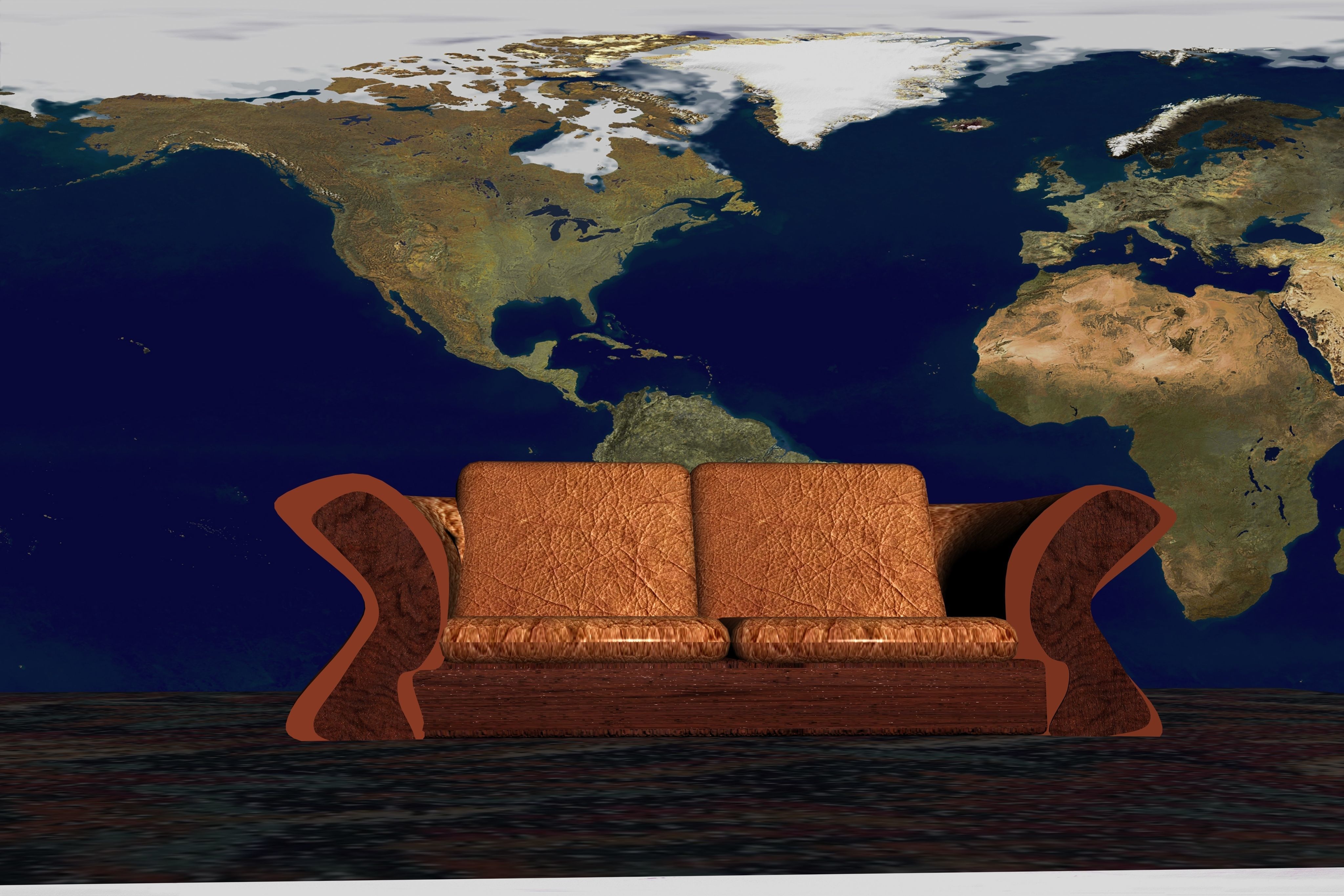 Sofa Double seater Low-poly 3D model_2