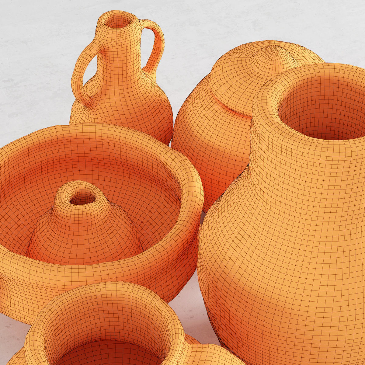 Old clay dishes n2 3D model_8
