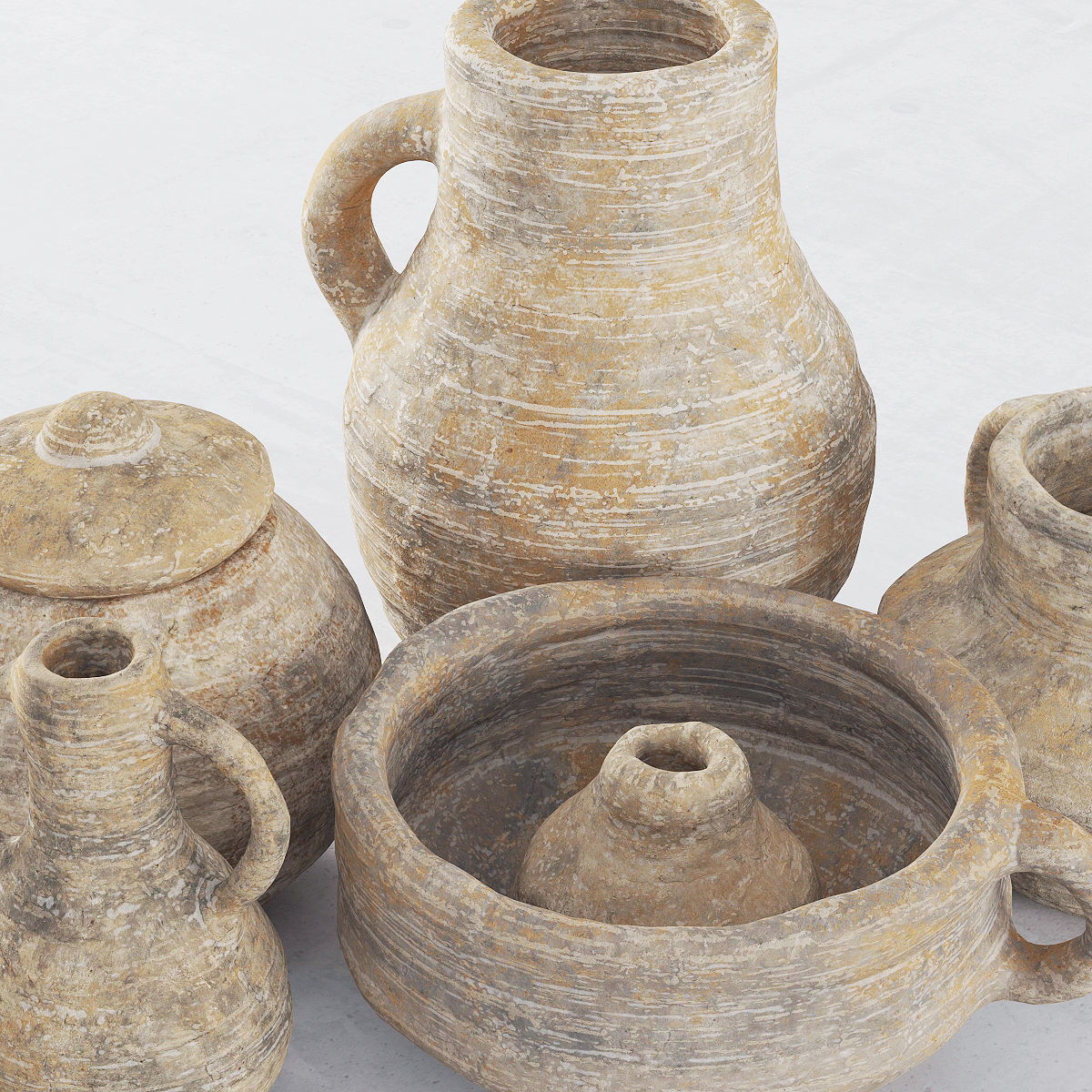 Old clay dishes n2 3D model_4