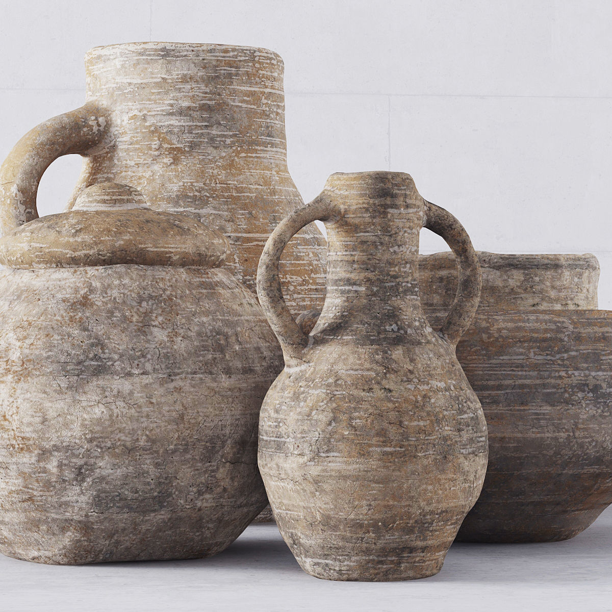 Old clay dishes n2 3D model_2