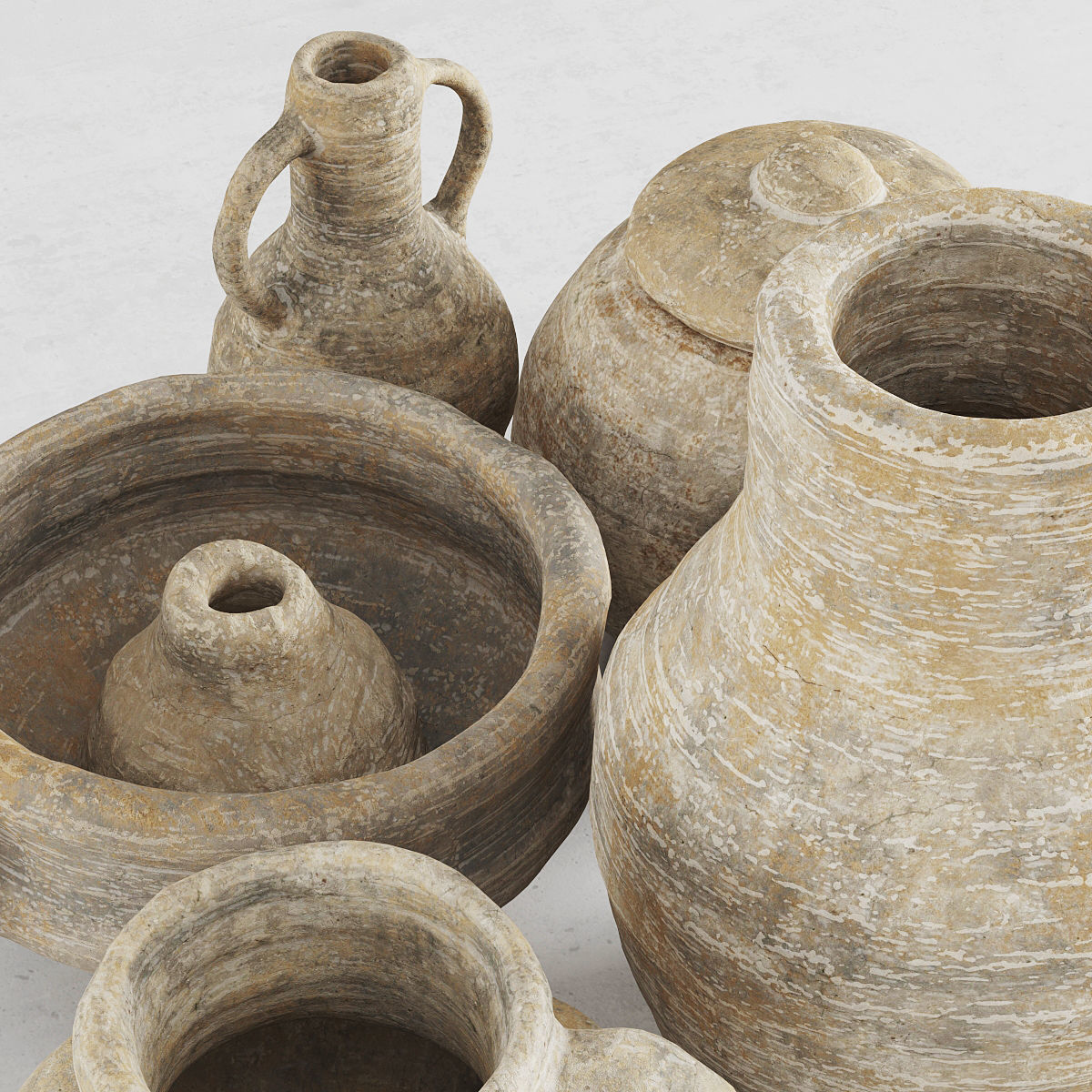 Old clay dishes n2 3D model_3