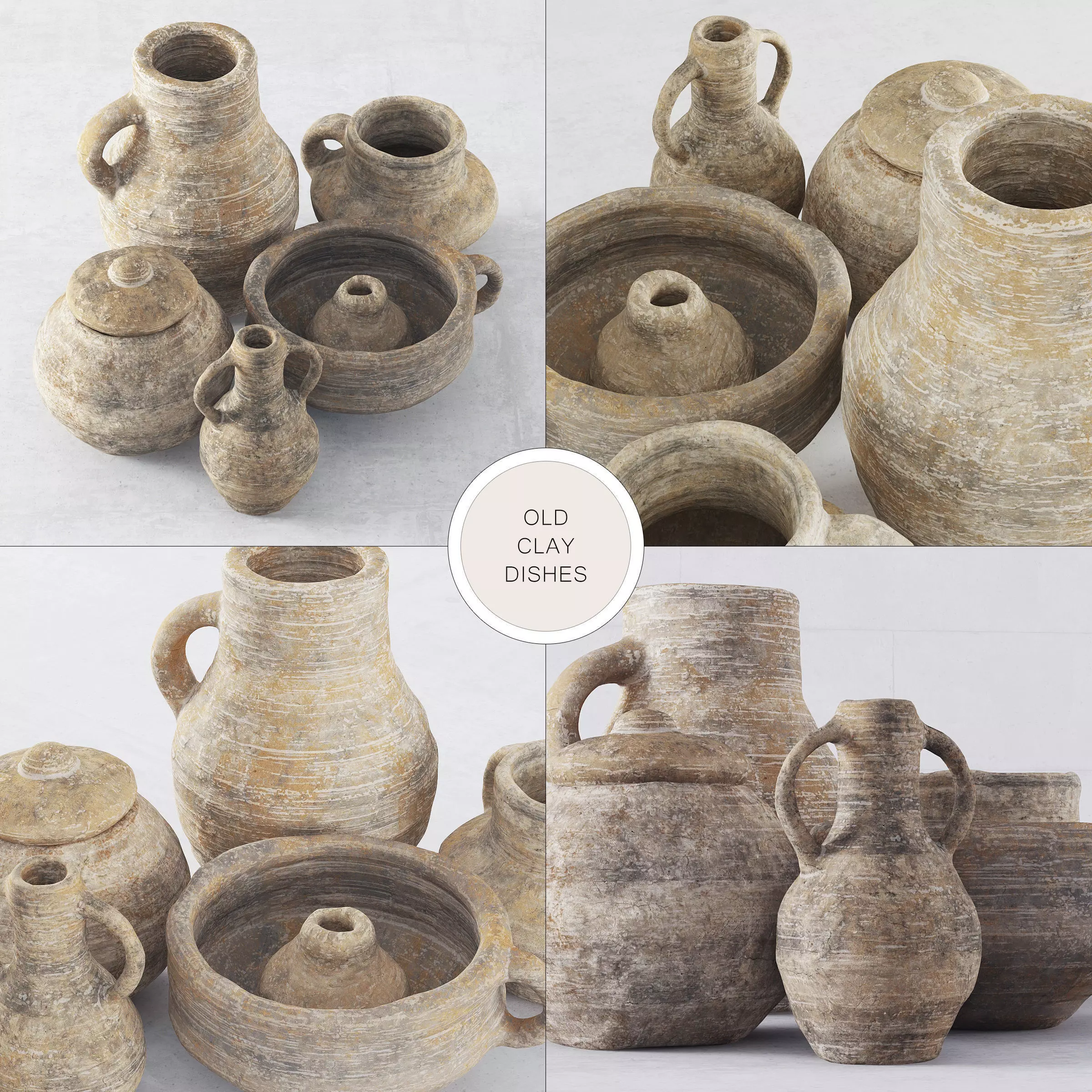 Old clay dishes n2 3D model_0