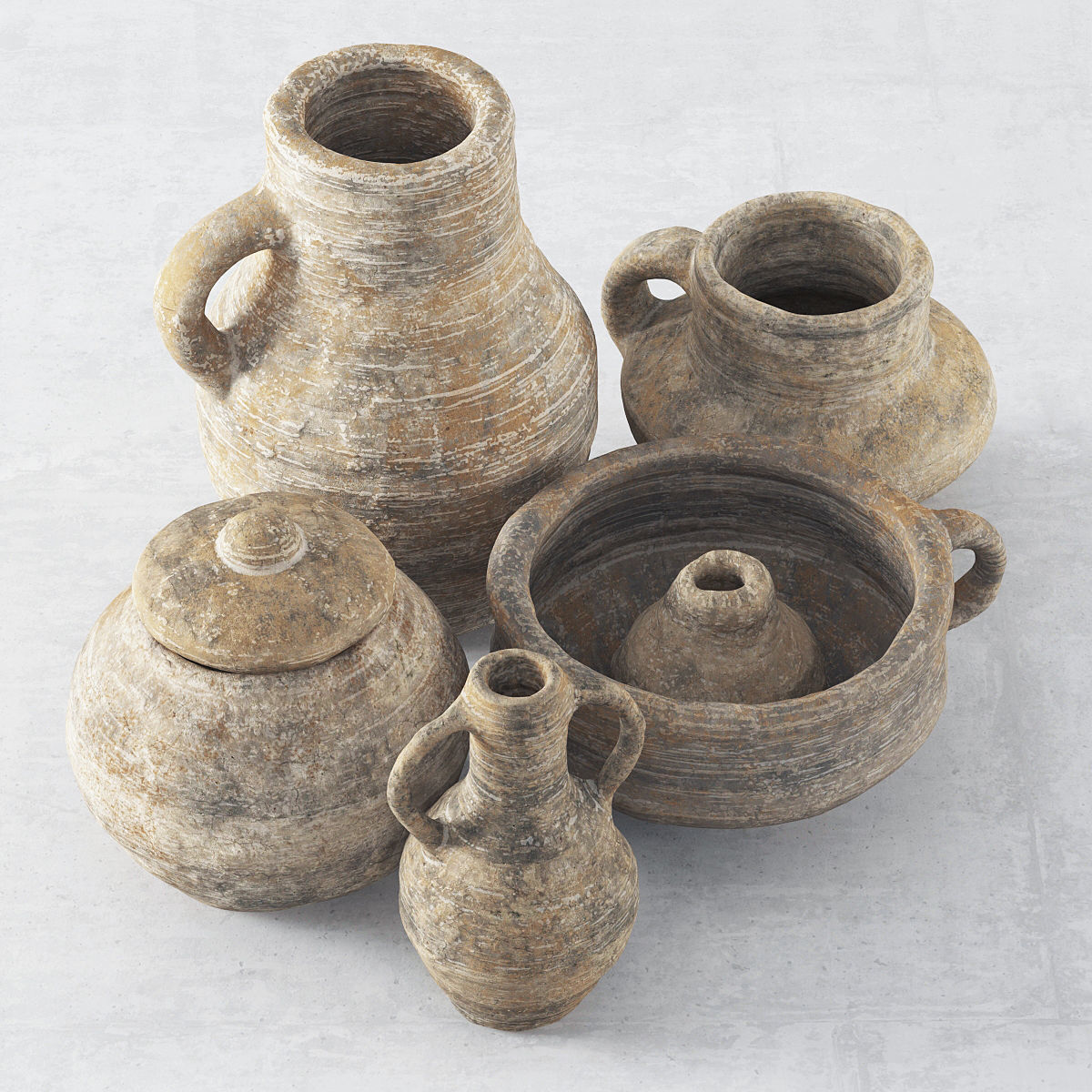 Old clay dishes n2 3D model_1